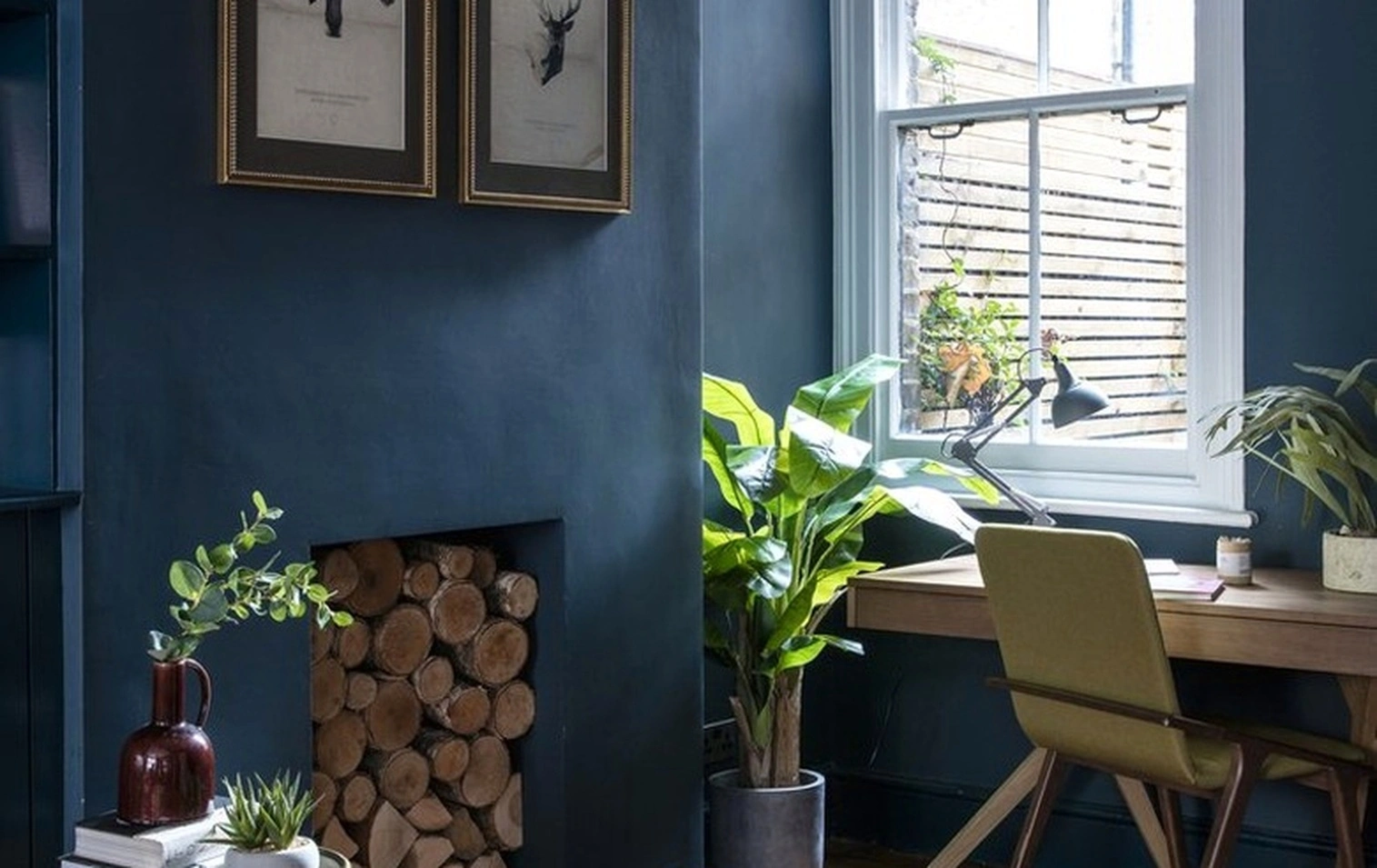 Calming blue home office design