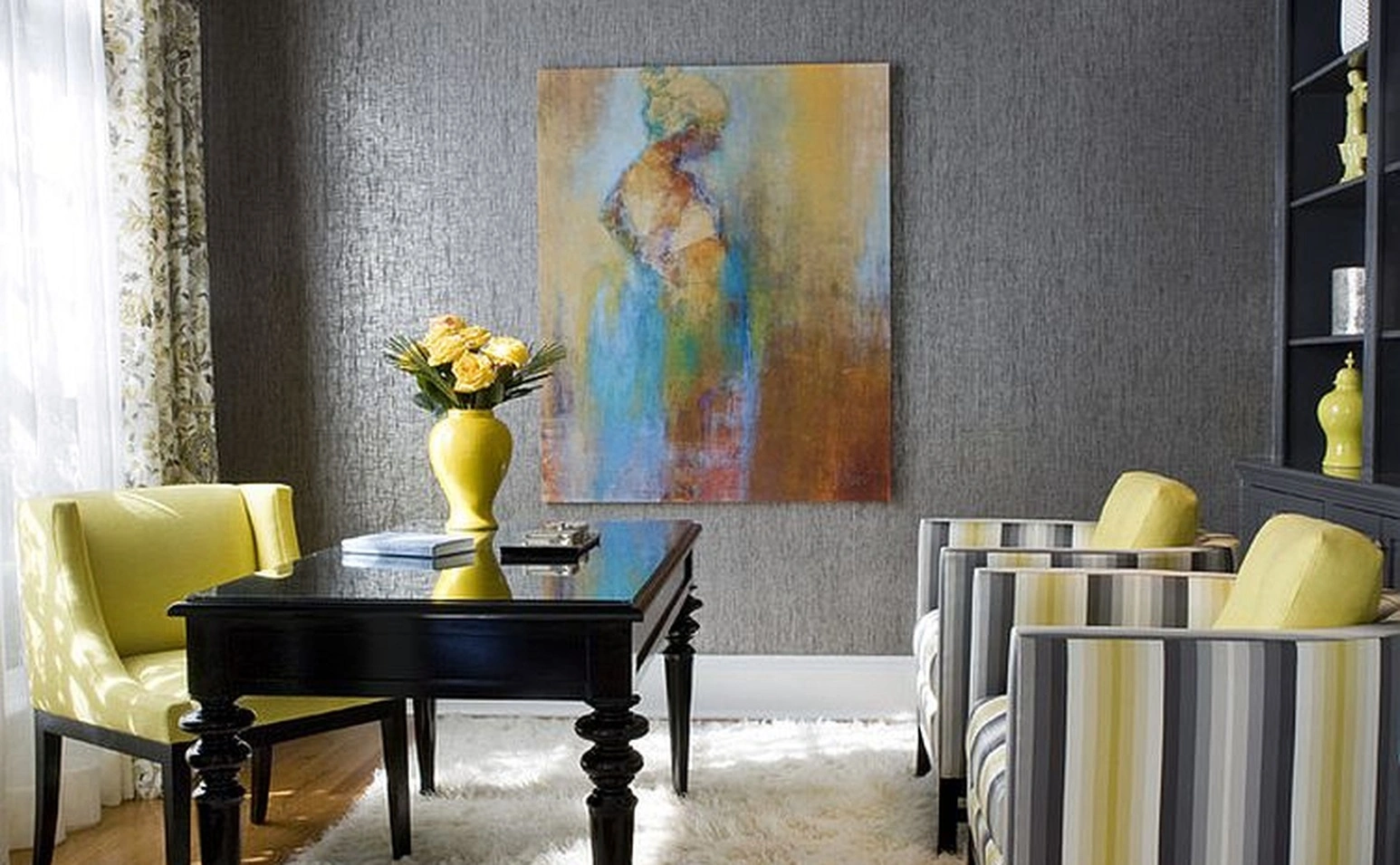 Energizing workspace with yellow accents